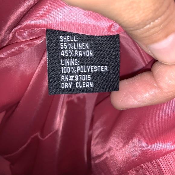 NWT LARRY LEVINE Coral Contrast Stitching Linen Jacket Blazer - Picture 7 of 9